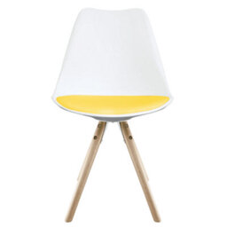Fusion Living Soho White & Yellow Plastic Dining Chair With Pyramid Light Wood Legs - thumbnail 7