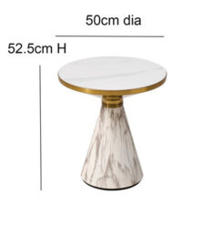 Aspect Furniture Modern Polly Pillar Side Table In White & Gold With Sintered Stone Top,snow White/white - thumbnail 5