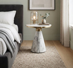 Aspect Furniture Modern Polly Pillar Side Table In White & Gold With Sintered Stone Top,snow White/white - thumbnail 3