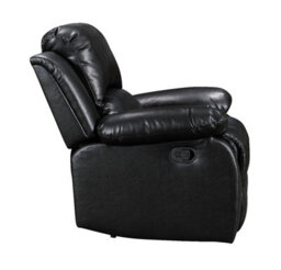Recliner Manual Chair In Black Faux Leather - thumbnail 4