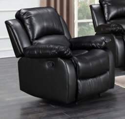 Recliner Manual Chair In Black Faux Leather