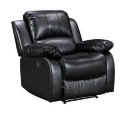Recliner Manual Chair In Black Faux Leather - thumbnail 3