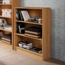 Bookcase Low Wide In Oak With Stroage For Living Room - thumbnail 1