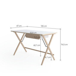 Arte Sleek White & Light Oak Desk H750mm W1350mm D670mm - Modern Design With Single Drawer - thumbnail 3