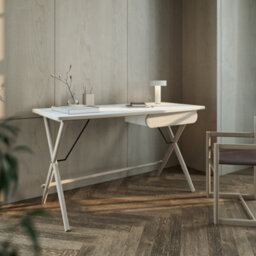 Arte Sleek White & Light Oak Desk H750mm W1350mm D670mm - Modern Design With Single Drawer - thumbnail 4