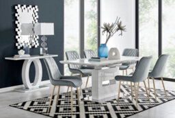 Furniturebox Uk Arezzo Large Extending Dining Table And 6 Grey Pesaro Gold Leg Chairs - thumbnail 1