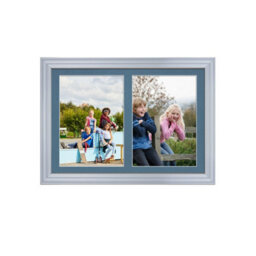 AK Frames 20X14 Silver Classic Multi Photo Frame With Pompadour Mount - Holds 2 Apertures (2X) A4 Photos - thumbnail 1