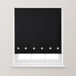 A.unique Home Premium Quality Trimmable Square Eyelet Window Roller Blind - 2Ft - Black - 60Cm (W) X 170Cm (L) - thumbnail 1