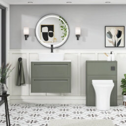 Royal Bathrooms Royal Bathroom Elmore 700mm Matt Green Wall Mounted Countertop Bathroom Vanity Unit 2 Drawer With Cube Basin - thumbnail 5