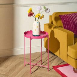 Bright Pink Scallop Edge Side Table Coffee Tables With Metal Frame - thumbnail 3