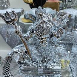 Biznest Bling Crushed Diamond Silver Aquaman Ceramic Sparkly Shelf Sitter Ornament