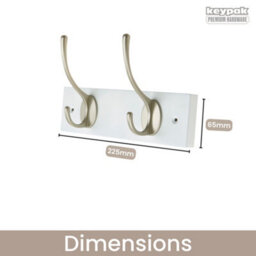 Keypak Victorian Wall Mounted Coat Hooks, Wooden Coat Rack For Hanging Coats, Hats, Clothing, Scarfs (White/satin, 2 Hooks) - thumbnail 3