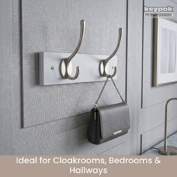 Keypak Victorian Wall Mounted Coat Hooks, Wooden Coat Rack For Hanging Coats, Hats, Clothing, Scarfs (White/satin, 2 Hooks) - thumbnail 5