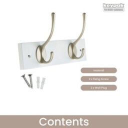Keypak Victorian Wall Mounted Coat Hooks, Wooden Coat Rack For Hanging Coats, Hats, Clothing, Scarfs (White/satin, 2 Hooks) - thumbnail 4