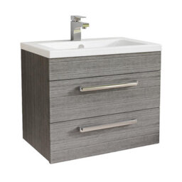 Plum&clay Novela Grey Wood Wall Hung Vanity Unit With Ceramic Basin Bathroom Furniture (W)600mm