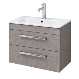 Plum&clay Novela Grey Wood Wall Hung Vanity Unit With Ceramic Basin Bathroom Furniture (W)600mm - thumbnail 2