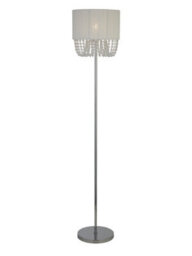 Lighting Collection Chrome Floor Lamp With Grey Drum Shade And Hanging Crystal Detail - thumbnail 2