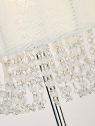 Lighting Collection Chrome Floor Lamp With Grey Drum Shade And Hanging Crystal Detail - thumbnail 4