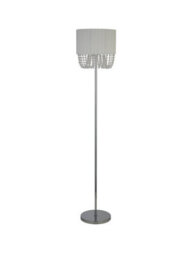 Lighting Collection Chrome Floor Lamp With Grey Drum Shade And Hanging Crystal Detail - thumbnail 3