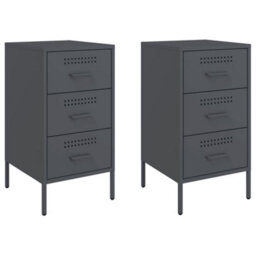 Berkfield Bedside Cabinets 2 Pcs Anthracite 36X39X68 Cm Steel - thumbnail 2