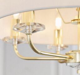 Anson Lighting Eureka 6Lt Pendant Light Finished In Brass Plate And Vintage White Fabric - thumbnail 6