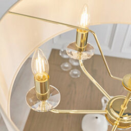 Anson Lighting Eureka 6Lt Pendant Light Finished In Brass Plate And Vintage White Fabric - thumbnail 4