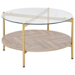 Beliani Coffee Table Lovell Tempered Glass Gold
