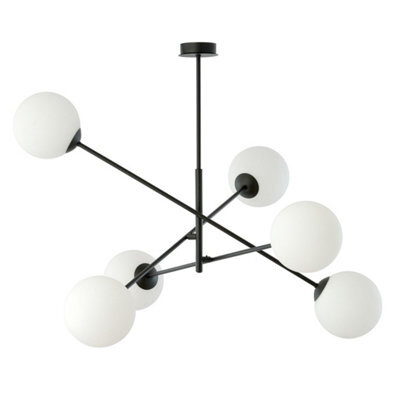 Emibig Lighting Emibig Linear Pendant Lamp 6 X E14 Black With White Shade - image 1