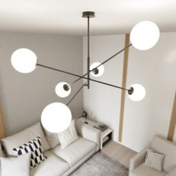 Emibig Lighting Emibig Linear Pendant Lamp 6 X E14 Black With White Shade - thumbnail 7
