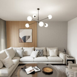 Emibig Lighting Emibig Linear Pendant Lamp 6 X E14 Black With White Shade - thumbnail 6