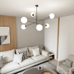 Emibig Lighting Emibig Linear Pendant Lamp 6 X E14 Black With White Shade - thumbnail 3
