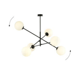 Emibig Lighting Emibig Linear Pendant Lamp 6 X E14 Black With White Shade - thumbnail 5