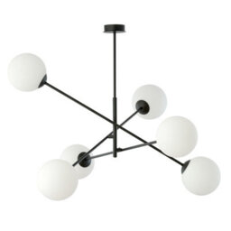 Emibig Lighting Emibig Linear Pendant Lamp 6 X E14 Black With White Shade - thumbnail 1