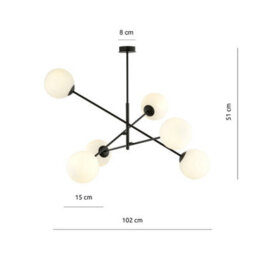 Emibig Lighting Emibig Linear Pendant Lamp 6 X E14 Black With White Shade - thumbnail 9