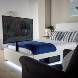 X Rocker Xr Living Ava Pu Single Tv Bed With Underbed Lights - White - thumbnail 3