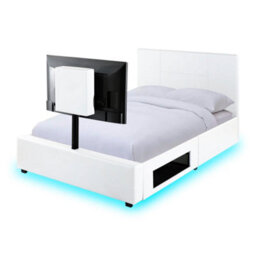 X Rocker Xr Living Ava Pu Single Tv Bed With Underbed Lights - White - thumbnail 9