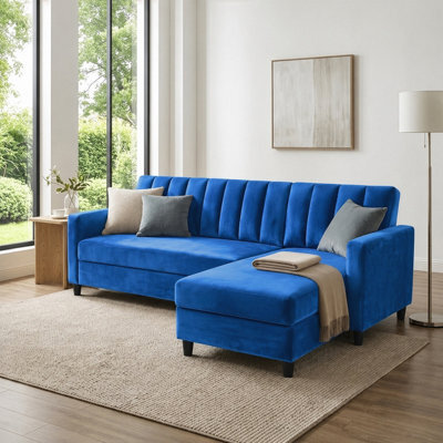 Dorel Home Celine Sto Sofabed Lshape Blue Velvet - image 1