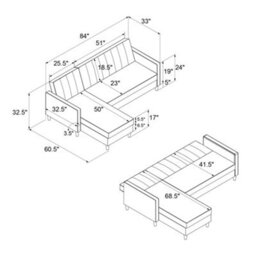 Dorel Home Celine Sto Sofabed Lshape Blue Velvet - thumbnail 9