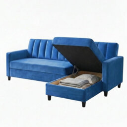 Dorel Home Celine Sto Sofabed Lshape Blue Velvet - thumbnail 5