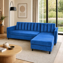 Dorel Home Celine Sto Sofabed Lshape Blue Velvet - thumbnail 2