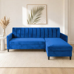 Dorel Home Celine Sto Sofabed Lshape Blue Velvet - thumbnail 3