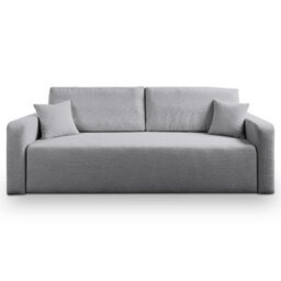Furnishings For Less UK Mia 3 Seater Light Grey Cord Fabric Sofa Bed Full Back Versatile Pull Out Bed