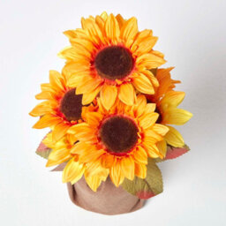 Homescapes Artificial Yellow & Golden Handcrafted Sunflower Arrangement In Burlap Pot, 40 X 25 Cm - thumbnail 2