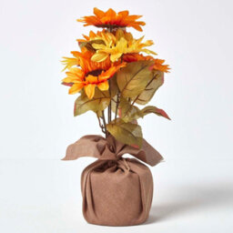 Homescapes Artificial Yellow & Golden Handcrafted Sunflower Arrangement In Burlap Pot, 40 X 25 Cm - thumbnail 5