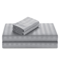 Casabella Satin Stripe Duvet Cover Sets, Single Silver Bedding With Satin Stripes, Single Duvet Set & Pillowcases - thumbnail 4