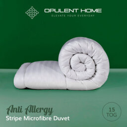 Opulent Home 15 Tog Single Winter Duvet - Extra Warm, Anti-Allergy, Breathable Striped Microfibre Quilt - thumbnail 2