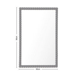 Lecco Wooden Wall Mirror With Beaded Frame 60X90Cm Black - thumbnail 6