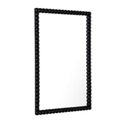 Lecco Wooden Wall Mirror With Beaded Frame 60X90Cm Black - thumbnail 2
