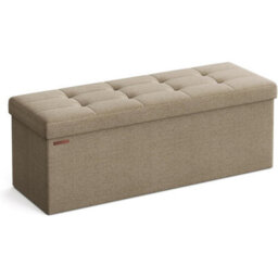 Songmics Padded Storage Chair, Ottoman, Versatile Foldable Bench, Chest With Lid, For Hallway, Living Room, Bedroom, Camel Brown - thumbnail 6