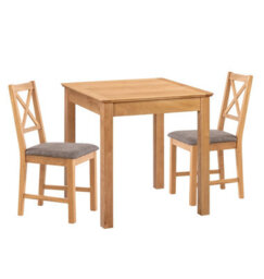 Hallowood Furniture Hereford Small Dining Table With 2 Cross Back Oak Chairs (Grey Seat) - thumbnail 8